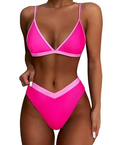 SUUKSESS Women Triangle High Cut Bikini Sets Sexy High Waisted 2 Piece Swimsuit - Image 1