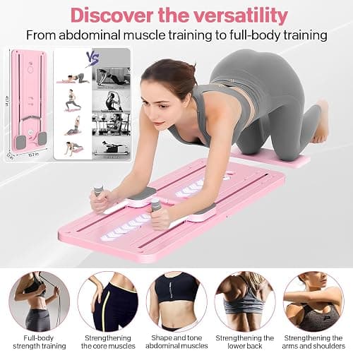 VHV Pilates Reformer Compact, 5 en 1 Pilates Pliable,La roue abdominale push-up rebondit automatiquement Minuterie, Ab Roller Fitness Materiel pour la Maison et la Salle de Sport thumbnail 2