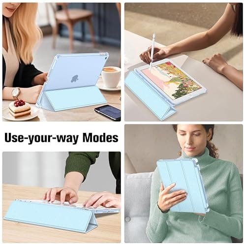 Fintie Hülle für iPad 9. Generation 2021/8. Gen 2020/7. Gen 2019 10.2 Zoll mit Stifthalter, ultradünne leichte Schutzhülle mit transparenter Rückseite und Auto Schlaf/Wach Funktion, Hellblau thumbnail 9
