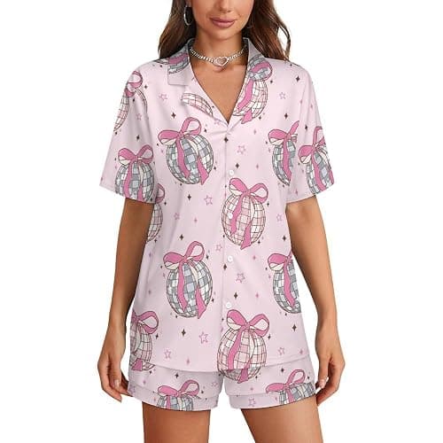 MEIKKO Women Pajamas Shorts Sets Wild West Rodeo Cowboys PJs 2 Piece Button Down Shirt Lounge Pants Set - Image 1