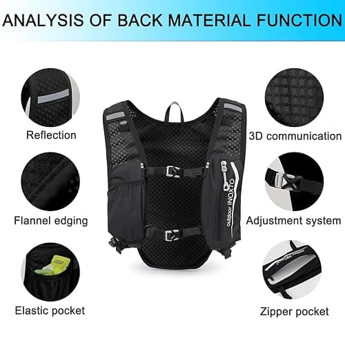 INOXTO Running Hydration Vest Backpack,Lightweight Insulated Pack with 1.5L Water Bladder Bag Daypack for Hiking Trail Running Cycling Race Marathon for Women Men thumbnail 3