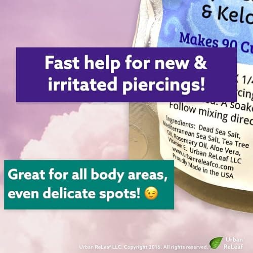 Urban ReLeaf PIERCING RELIEF Sea Salt Concentrate Aftercare, 6 oz | Makes 90 Cups, Dead Sea Salt, Tea Tree, Rosemary, Clean & Soothe Irritated Piercings, Keloid Bump Treatment thumbnail 4