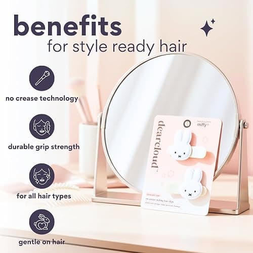 dearcloud Miffy Crease-Free Plush Hair Clips Set of 2 – Gentle, Teeth-Free & Secure Hold (Curiously Cute) thumbnail 6