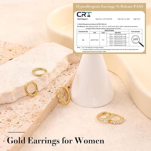 Kenivira Gold Hoop Earrings for Women Trendy，14K Gold Plated Chunky Huggie Earrings Dangling，CZ U Shape Paperclip Earrings Jewelry Gifts for Women Hypoallergenic thumbnail 6