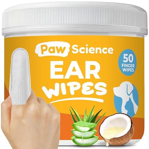 Paw Science Dog Ear Cleaner Wipes – Finger Wipes for Dogs & Cats – Cleaning, Soothing, & Deodorizing Itchy Ears – Pet Ear Relief Solution (Coconut) - Image 1