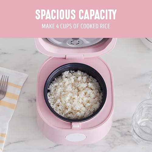 GreenLife Digital Rice Cooker, 2-Cups Uncooked/4-Cups Cooked, Removable Nonstick Ceramic PFAS-Free Pot, One-Touch Presets, Oats, Quinoa, Brown Rice, Auto Keep Warm, Fuzzy Logic Tech, 1.5QT, Pink thumbnail 5