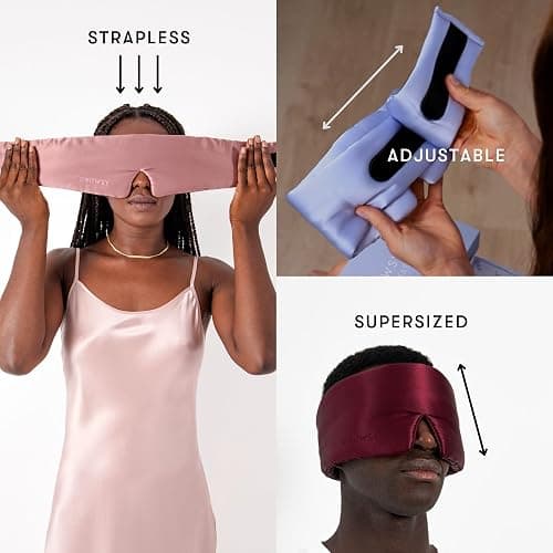DROWSY Silk Sleep Mask - Face-Hugging, Padded Cocoon for Luxury Sleep in Total Darkness - 100% Pure Mulberry Silk (La Vie En Rouge) thumbnail 7