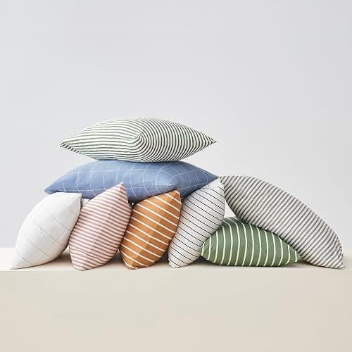 JELLYMONI 100% Natural Cotton Striped Standard Pillowcases Set, 2 Pack White and Grey Stripes Pattern Printed Pillow Covers with Envelope Closure(Pillows are not Included) thumbnail 7