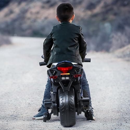 12V Electric Motorcycle for Kids, Kids' Electric Dirt Bike with Training Wheels, Motorcycle for 3-8 Year Olds,Bikes for with LED Lights, Up to 9 MPH thumbnail 5
