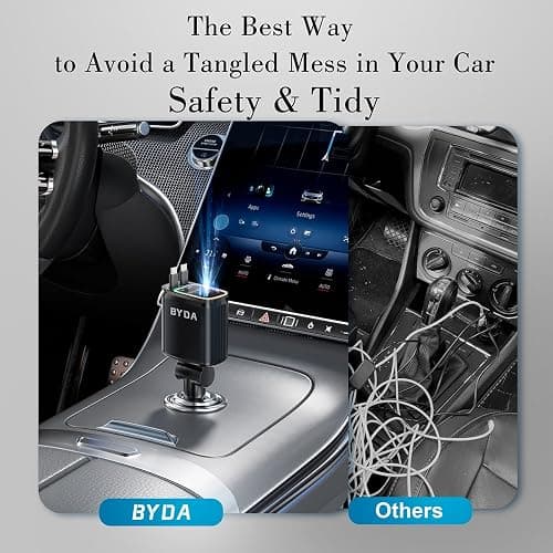 4 in 1 Retractable USB C Car Charger,69W with Starry Light,Fast Charging for iPhone 16/15/14/13/12,iPad,Android,Galaxy,Pixel,Cigarette Lighter Adapter (ForLightning+USB-C) - Lightning+USB-C - Grey thumbnail 5