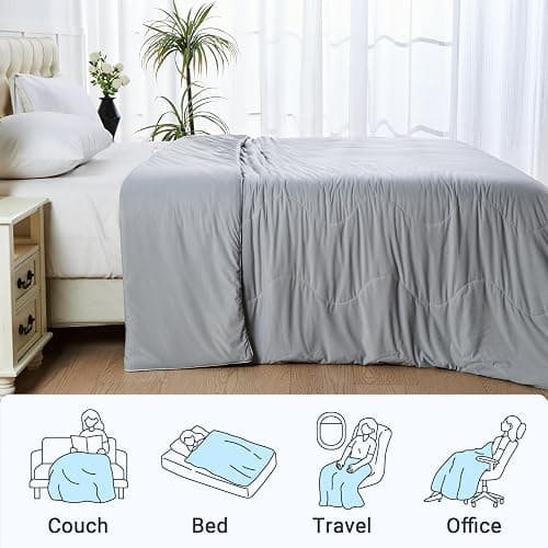 PENGZHU TECHNOLOGY Cooling Blanket Comforter Queen Size, Cooling Blankets for Hot Sleepers and Night Sweats, The Cold Blanket for Queen Size Bed, White Summer Blanket Breathable Soft. thumbnail 7