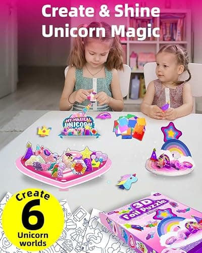 Foil Art with 3D Scenes, Foil Puzzle 3D Art Kit for Kids, No Mess Craft, DIY Creative Activity for Toddlers Boys Girls, Unicorn Party Favors, Birthday Gifts, Travel Toys, Ages 4 and Up thumbnail 4