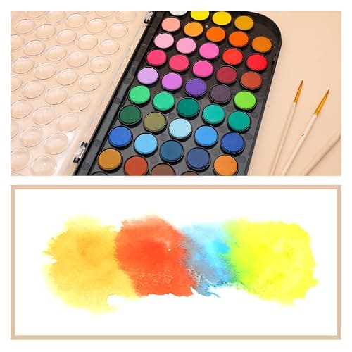 Artecho 48 Colors Watercolor Cake Set with 3 Brushes, Washable, Travel Design, Perfect for Card Making, Illustrations, Painting, Calligraphy thumbnail 3