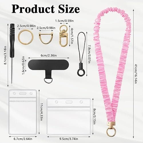 Prudiut Scrunchie Lanyard for Id Badges, Retractable Teacher Lanyards Stretchy Scrunchie Lanyard with Id Holder for Women thumbnail 2