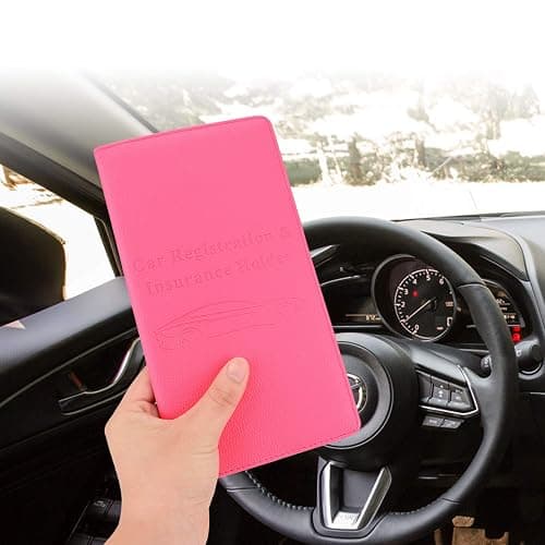 Cacturism Car Registration and Insurance Holder, Car Accessories Vehicle Glove Box Car Organizer Women Car Accessories with Magnetic Shut for Cards, Essential Document, Driver License, Hot Pink thumbnail 2