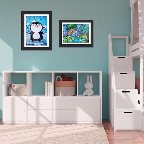 Kids Artwork Display Frame, 2 Pack A4 Kids Art Frames, Fillable Front Opening Picture Frames for Multiple Pictures(50-100), Mount for Hang or Stand Display Children's Drawings, Art Projects, Black thumbnail 8