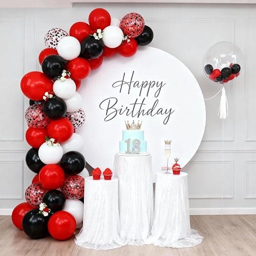 Red and Black Balloons - 60PCS 12 Inch White Pearl,Red,Black,Red Black Metallic Confetti Balloons for Wedding, Birthday, Baby Shower Party Decor thumbnail 2