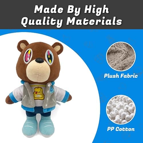 Adenzai Kanye Bear Plush - 10 Inch Cute Plush Bear Stuffed Animal Toy – Soft and Adorable Gift for Kids, Boys, Girls, Birthdays, Easter, and Graduation Cute Halloween Plush thumbnail 5
