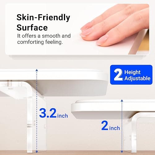 AFOOYO Monitor Stand Riser,31.5-Inch LED Light Wood Computer Monitor Stand with Adjustable Acrylic Legs,Desk Accessories Desktop Organizer Stand for, Computer,Laptop,Printer,PC TV Screen Riser,White thumbnail 2
