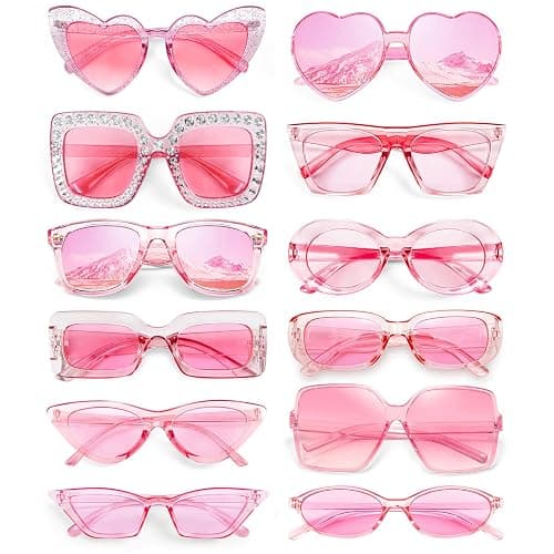 Pibupibu 12 Pack Mixed Style Party Sunglasses Bulk Classic Retro Y2K Glasses Funky Eyewear Costume Accessories - Image 1