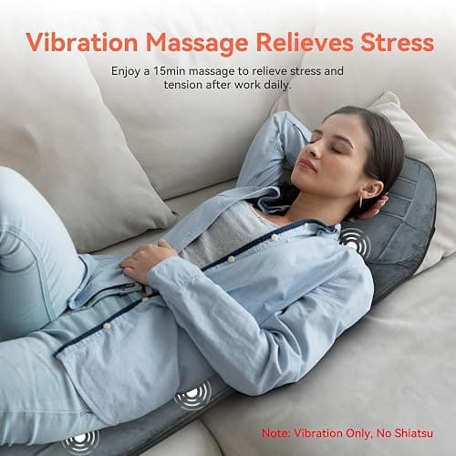 CuPiLo Heated Massage Mat for Bed, Back Massager with Heat & Vibration | Ultra-Soft Plush Massage Pad with 10 Motors, Body Massager for Couch, Recliner, Home, Birthday Gifts for Women Men Mom Dad thumbnail 2