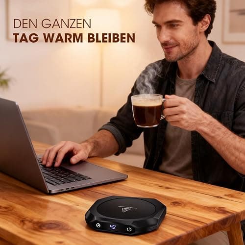 Kaffeewärmer,Elektrischer Kaffeewärmer für den Schreibtisch mit 3 Temperatureinstellungen,Intelligenter Kerzenwärmer，1-12H(Schwarz) thumbnail 7