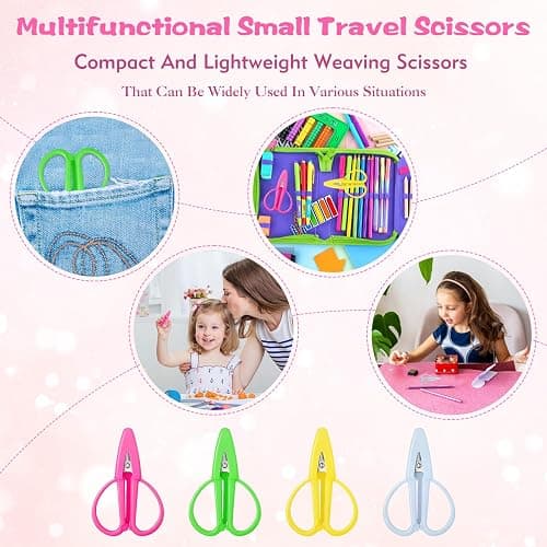 4 Pack Mini Scissors - Small Sharp Scissors All Purpose with Cover Tiny Detail Scissor for Travel Crafts Sewing Embroidery DIY (4 Colors) thumbnail 7