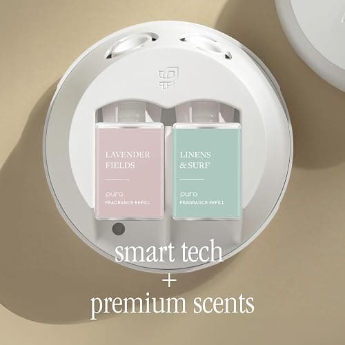 Pura 4 Smart Home Fragrance Device Starter Set - Scent Diffuser for Home- Linens & Surf, Lavender Fields, White Tea No. 1, Yuzu Citron Scent thumbnail 7