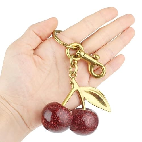 AOZUO Breloque de sac cerise, pendentif de sac cerise pour femme, porte clés pendentif pour sac à main, sacs, sacs à main, portefeuilles, sacs à dos, breloques de sac thumbnail 4