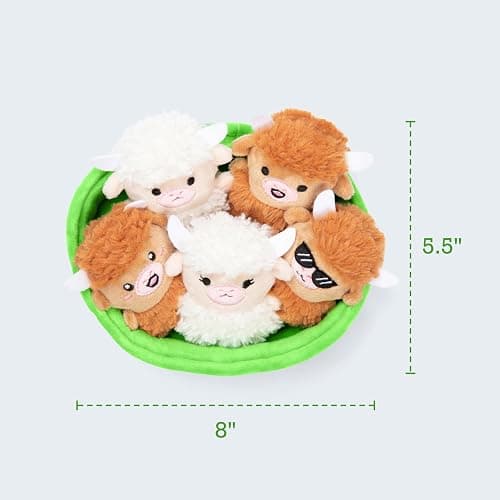 Emotional Support Highland Cows by Relatable, Cuddly Stuffed Animals, Plushies, and Cute Stuff, Great Gift Ideas for Loved Ones of All Ages, Includes 5 Toys with Carrying Basket thumbnail 3
