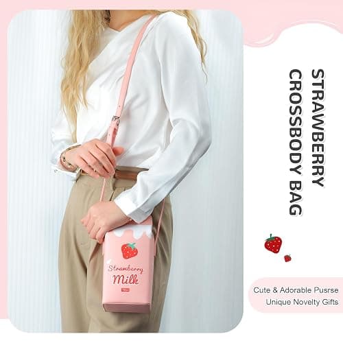 LUI SUI Girls Fruits Banana Strawberry Milk Box Cross Body Purse Bag Women Phone Wallet Shoulder Bags thumbnail 7