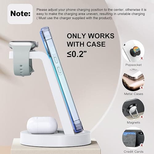 3 in 1 Charging Station for iPhone - Wireless Charger for Apple Products Multiple Devices - Charging Dock Stand for AirPods (for iPhone 17 16e 16 15 14 13 pro 12 11 X Max) thumbnail 3