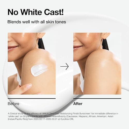 Anua, Zero-Cast Moisturizing Sunscreen SPF 50, Glow Natural Sunscreen for face, No White Cast, Hyaluronic Acid, Niacinamide, Oil-Free, Korean Skincare, 1.69 fl oz thumbnail 5