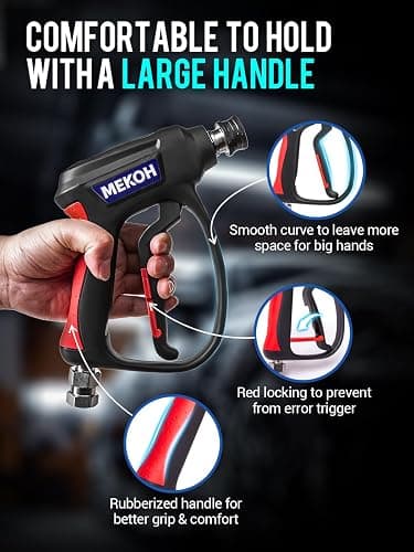 MEKOH Short Pressure Washer Gun with Swivel, 5000 PSI High Power Washer Spray Gun, 10 GPM Foam Gun with 3/8" Quick Connect, M22-14mm for Extension Wand, Hose, Pressure Washer Handle with 5 Nozzle Tips thumbnail 7