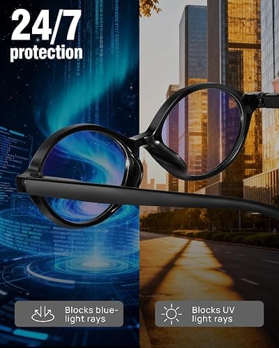 Bossace 1 Pack Oval Blue Light Glasses for Women, Lightweight TR90 Small Frame with Spring Hinge for All-Day Comfort, Anti UV Glare & Eyestrain thumbnail 7