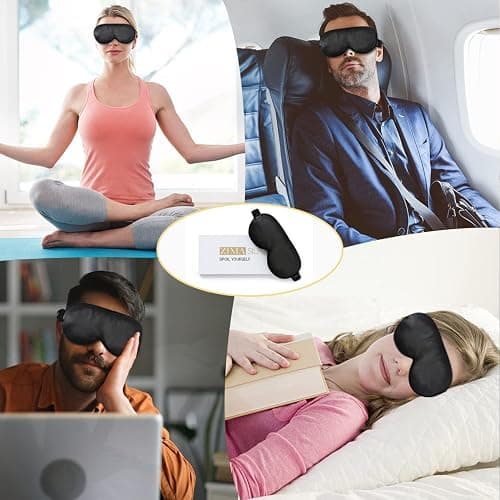 ZIMASILK Adjustable 22 Momme 100% Pure Mulberry Silk Sleep Mask, 3D Contoured Cup Eye Mask for Sleeping, Super Soft Breathable Blindfold, Perfect Blocks Light for Restful Sleep (Black) thumbnail 6