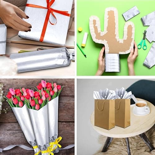 Jkopsnr 100 Sheets Silver Tissue Paper 20x12 Inches Tissue Paper for Gift Bags Wrapping Tissue Paper Bulk for DIY Crafts Birthday Baby Shower Festival Holidays Decorative thumbnail 5