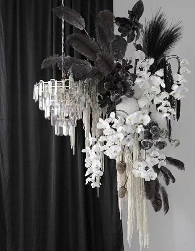 ZIFTY 6-Pcs 17" Black Pampas Grass Faux Pompas Fluffy Artificial Fake Flower Gothic Decorations for Black Bathroom Decor Vase Filler Ins Style Modern Home Decor Halloween (Black) thumbnail 7