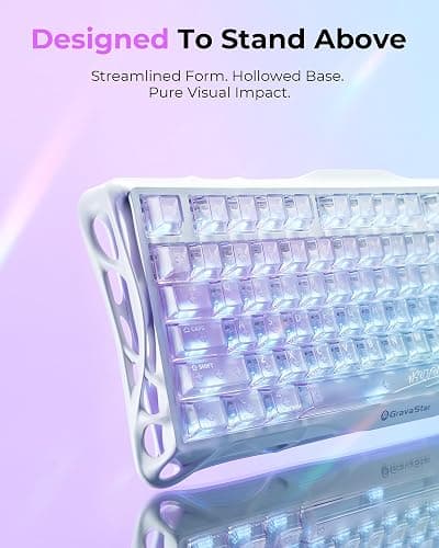 GravaStar Mercury K1 Lite 75% Gaming Keyboard, 2.4GHz/BT/Wired Tri-Mode Wireless Keyboard, Clear Keycaps Gasket Hot Swappable Mechanical Keyboard, Pre-lubed Linear Switches, RGB Backlit-Crystal Aurora thumbnail 4