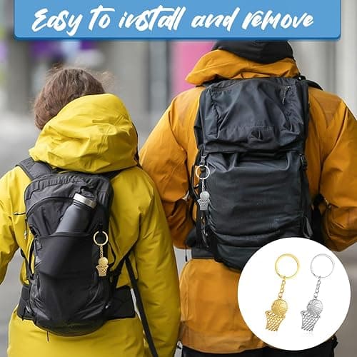 YQQYG 2 PCS Basketball Keyring, Metal Basketball Hoop Keyring, Gold Balls Keychain Silver Sports Keychains, Mini Basketball Backpack Gifts for Boys Men thumbnail 6