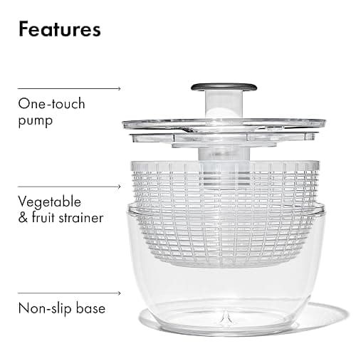 OXO Good Grips Salad Spinner | Lettuce Spinner | Fruit Washer | Fruit Washing Bowl with Strainer | Vegetable Cleaner | Salad Cleaner | Lettuce Washer | 6.22 Quart Capacity thumbnail 8