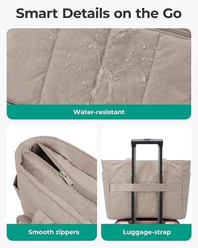 BAGSMART 2 Set Puffer Tote Bags for Women, Lightweight Shoulder Bags | 20L Capacity Quilted Gym Bag for Travel Commute College thumbnail 6