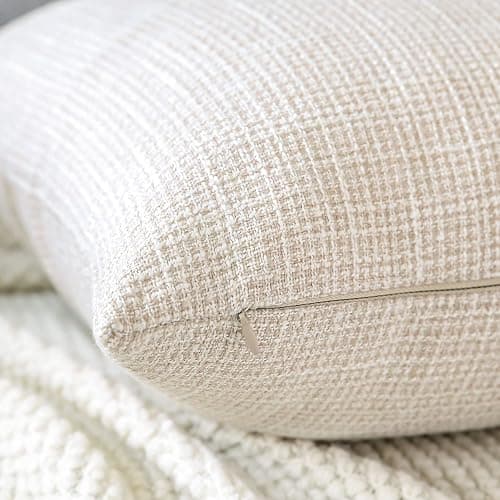 OTOSTAR Linen Throw Pillow Covers Set of 2 Decorative Square Pillowcases Cushion Covers 24x24 Inch for Home Decor Sofa Bedroom Car 60 x 60CM Beige - Beige - 24" x 24" (Pack of 2) thumbnail 3