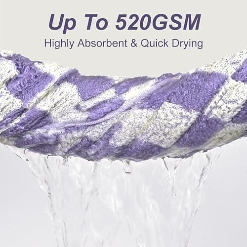 Jacquotha Shower Towels for Bathroom 27.5x55 Inches - Quick Dry Bath Towels Soft & Lightweight (2Pack), Cute Checkered Towel Sets Lilac, 520 GSM Absorbent Cotton thumbnail 6
