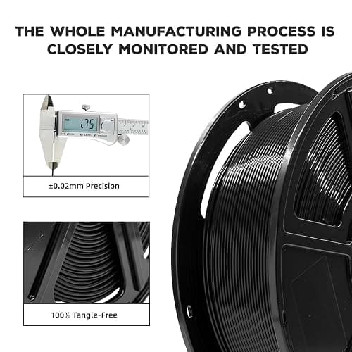 FLASHFORGE PLA Filament 1.75mm, 3D Printer Filament 1kg (2.2lbs) Spool, Dimensional Accuracy +/- 0.02mm, 3D Printing Filament Easy to Use and Fits for Most FDM 3D Printers (Black) thumbnail 4