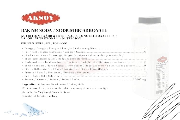 Aksoy Baking Soda 1.8KG Jar || Pure Sodium Bicarbonate Powder, Highest Purity, Food Grade – Versatile Baking Soda for Cooking, Baking, Cleaning, Deodorizing & More! thumbnail 2