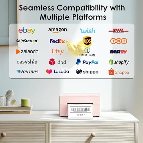 KNAON Bluetooth Thermal Shipping Label Printer, 4x6 Portable Thermal Address Label Printer for Small Business, Compatible with iPhone,Android,Windows,Mac,–Works with Etsy Shopify USPS&More, Pink thumbnail 8