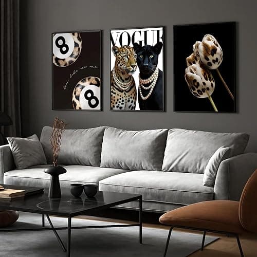 3Pcs Of Fashionable Cheetah Wall Art Lucky Ball 8 Posters Prints Leopard Print Floral Pictures Paintings Trendy Aesthetic Canvas Wall Decoration Suitable For Living Room Bedroom 16x24 Inch Unframed thumbnail 6