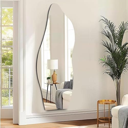 QDSSDECO Full Length Mirror 63"x24" Irregular Wall Mirror Wave Frameless for Living Room Bathroom Bedroom Entryway Decor thumbnail 3
