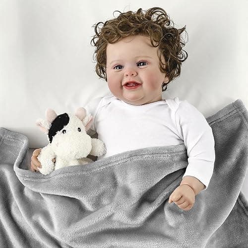 CREVENT Cozy Plush Baby Security Blanket, Loveys for Baby Girls and Boys, Birthday (Cow) thumbnail 3
